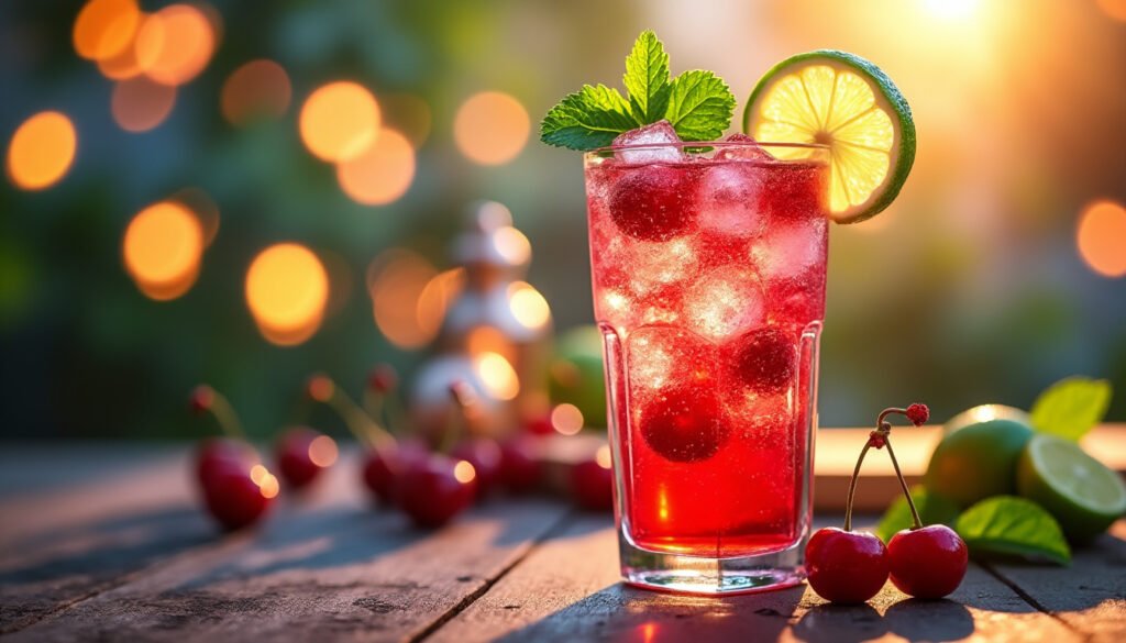 découvrez le cherry limeade, un cocktail pétillant et rafraîchissant qui ajoutera une touche de folie à vos soirées. parfait pour vos nuits endiablées, mélangez délicieusement la saveur acidulée de la cerise et du citron vert pour un moment de plaisir inoubliable.