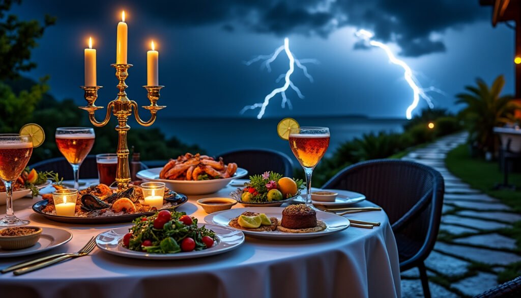 découvrez une soirée inoubliable avec le dark 'n' stormy, alliant cocktails raffinés et gastronomie exquise. plongez dans une ambiance envoûtante où chaque gorgée et chaque bouchée vous transportent vers de nouvelles saveurs. réservez votre place pour vivre une expérience gustative unique !