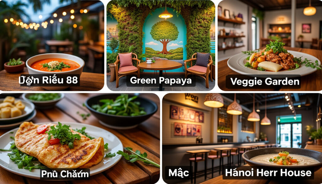 découvrez cinq restaurants végétariens incontournables à hanoi, chacun offrant une ambiance charmante et unique. retrouvez des plats savoureux et des expériences culinaires mémorables dans la capitale vietnamienne, idéale pour les amateurs de cuisine végétale.