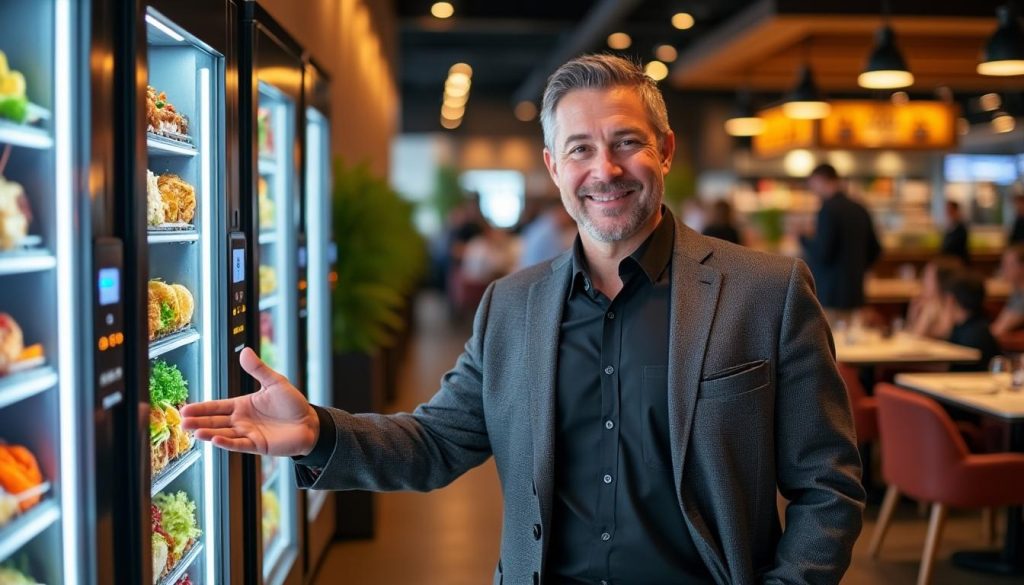 à verson, un gérant de restaurant mise sur des distributeurs de repas innovants pour élargir sa clientèle et offrir des plats frais accessibles 24h/24.