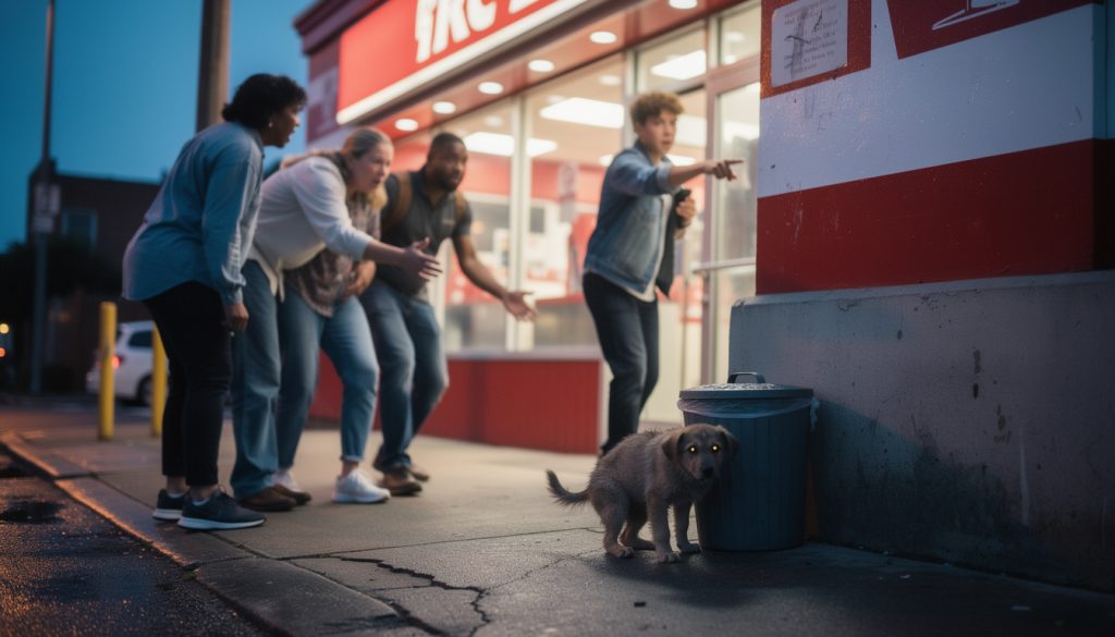 en quête des toilettes du kfc, ils tombent sur un chiot abandonné, une découverte bouleversante qui change leur journée.