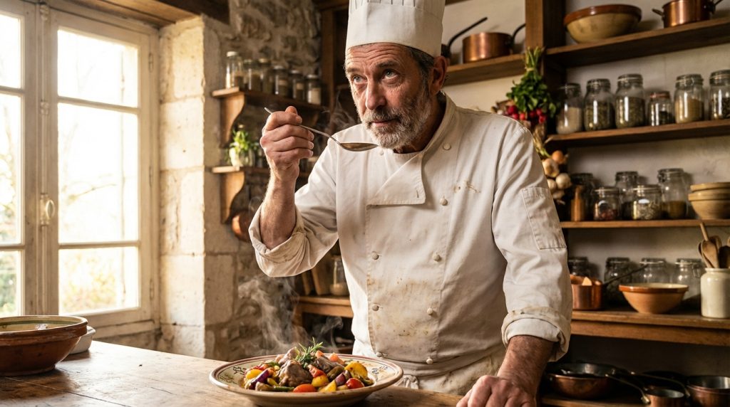 découvrez l'approche savoureuse du chef poitevin franç, qui met l'accent sur le goût avant tout en gastronomie.