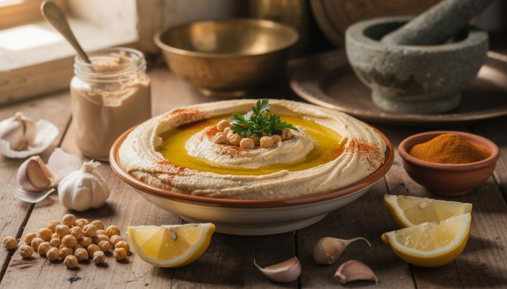 apprenez à préparer un houmous maison délicieux et authentique avec notre recette facile de la cuisine libanaise, pleine de saveurs méditerranéennes.